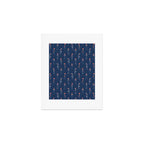 Retro Dark Flower Pattern in Modern Navy and Coral Art Print Gallery Image 1