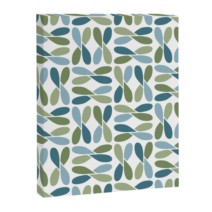 Retro Mid Century Modern Abstract Leaf Pattern Teal Blue Dill Green Canvas Print Gallery Image 1