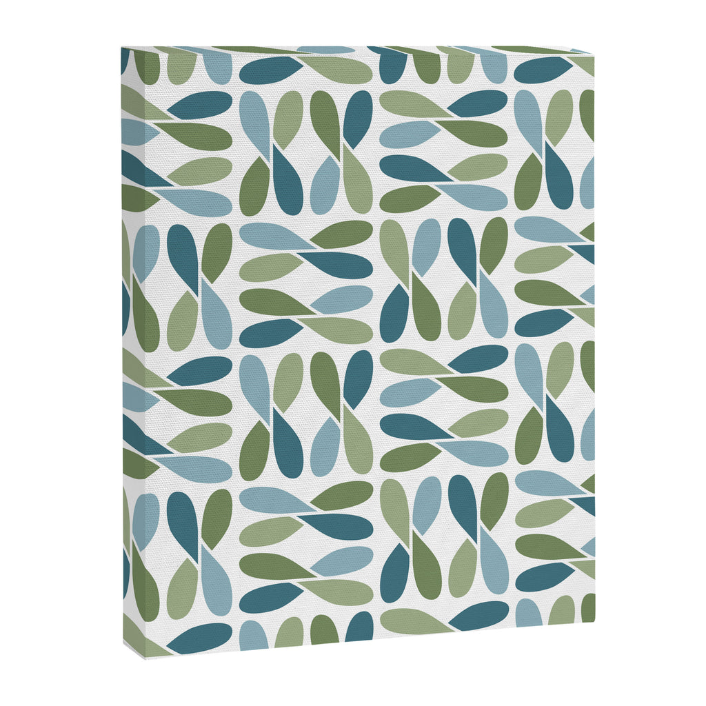 Retro Mid Century Modern Abstract Leaf Pattern Teal Blue Dill Green Canvas Print Gallery Image 8