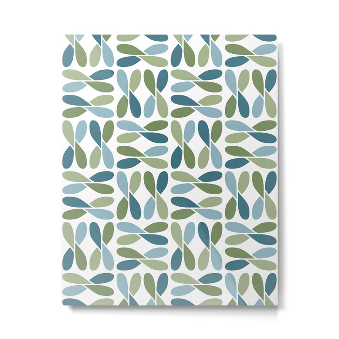 Retro Mid Century Modern Abstract Leaf Pattern Teal Blue Dill Green Metal Print Gallery Image 1