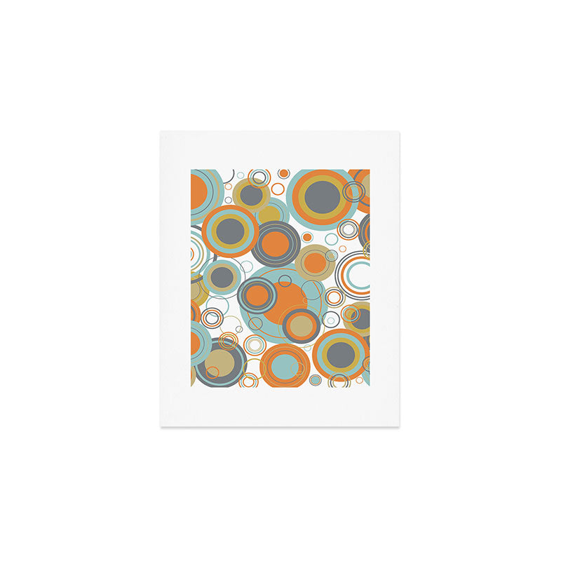 Retro Mid Century Modern Circles Geometric Bubbles Pattern Art Print Gallery Image 1