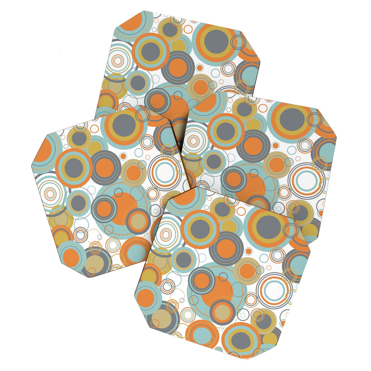 Retro Mid Century Modern Circles Geometric Bubbles Pattern Coaster Gallery Image 1