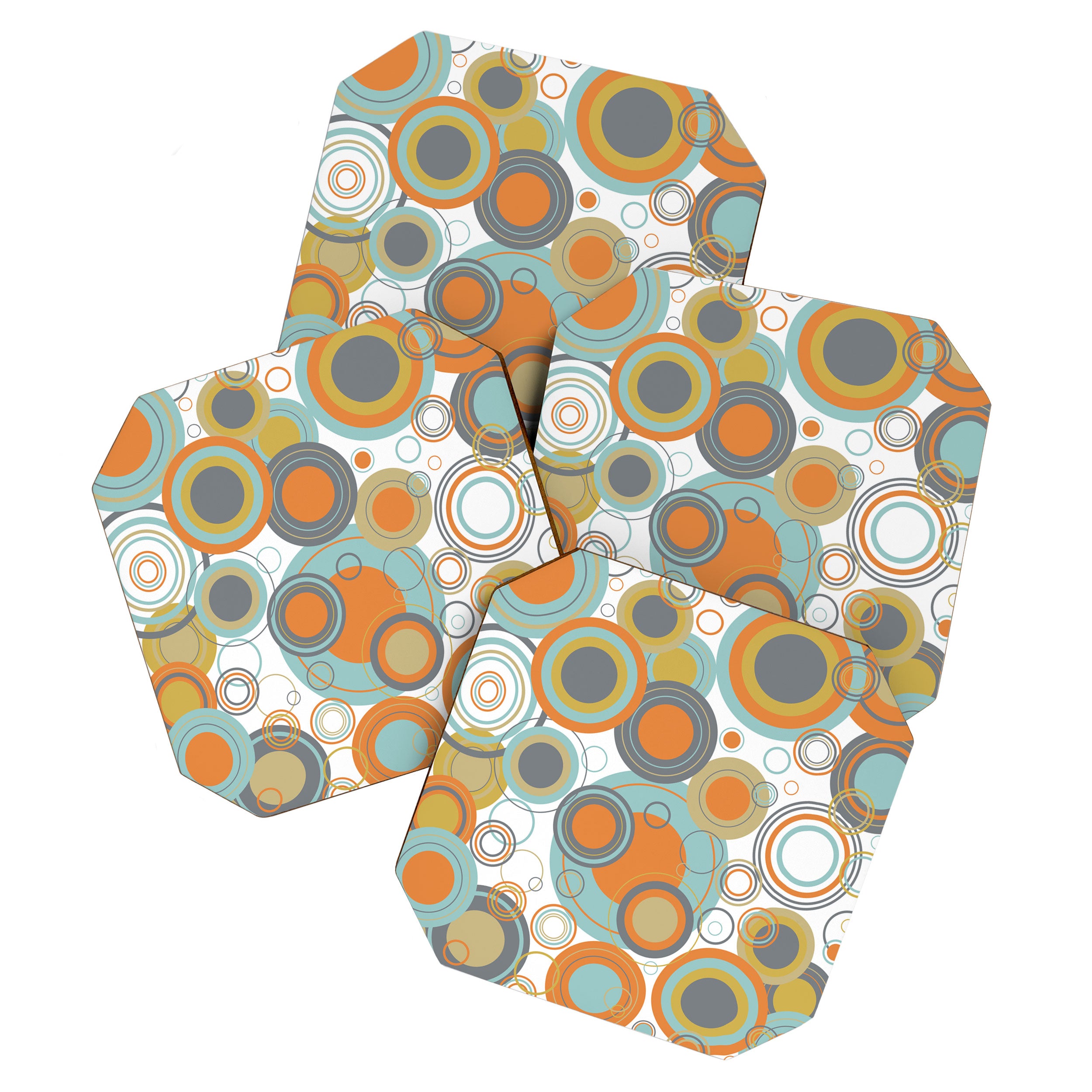 Retro Mid Century Modern Circles Geometric Bubbles Pattern Coaster Gallery Image 1