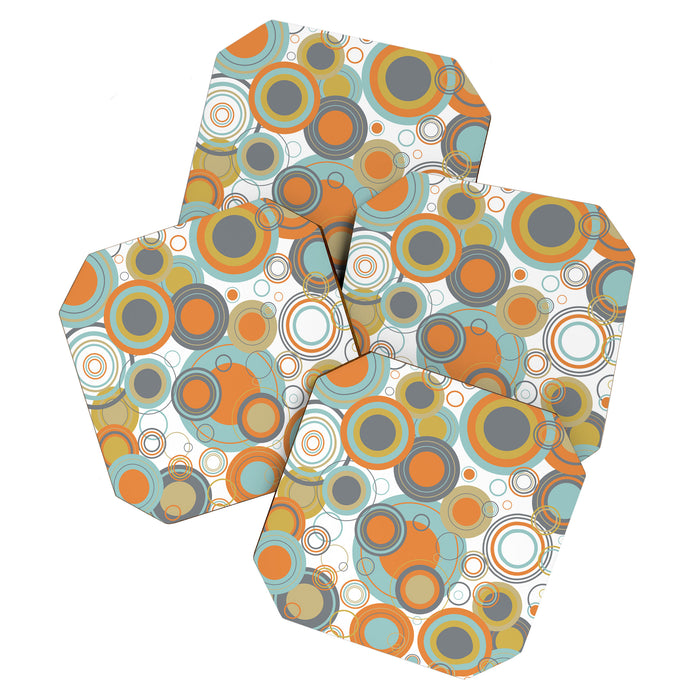 Retro Mid Century Modern Circles Geometric Bubbles Pattern Coaster Gallery Image 1