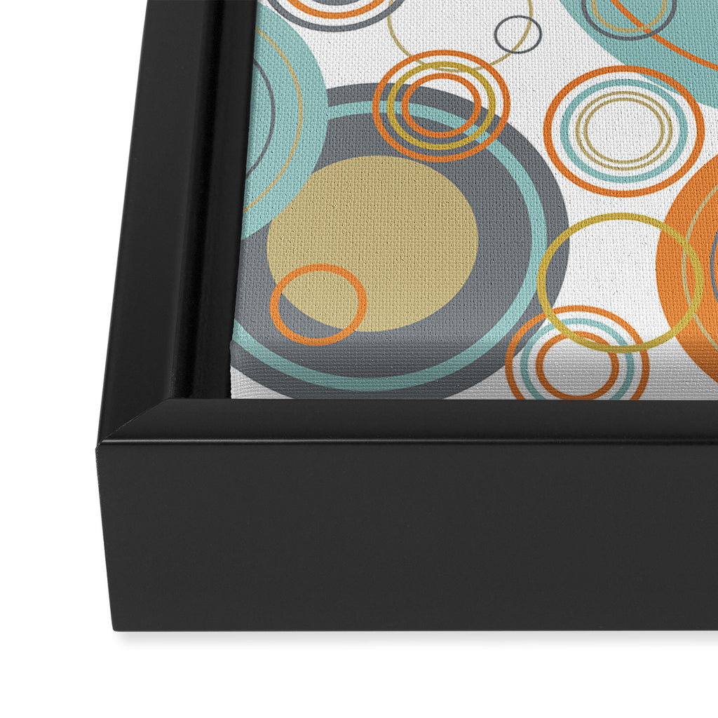 Retro Mid Century Modern Circles Geometric Bubbles Pattern Framed Canvas Print Gallery Image 3