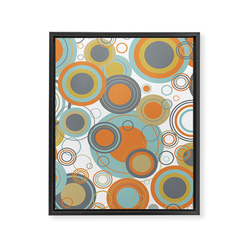 Retro Mid Century Modern Circles Geometric Bubbles Pattern Framed Canvas Print Gallery Image 8