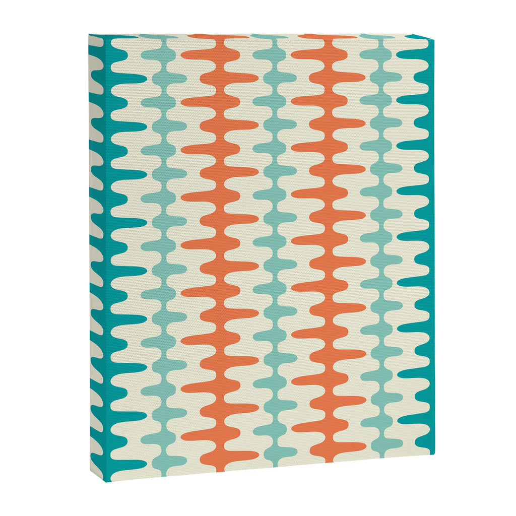 Retro Mid Century Modern Trellis Print Orange and Teal Canvas Print Gallery Image 8