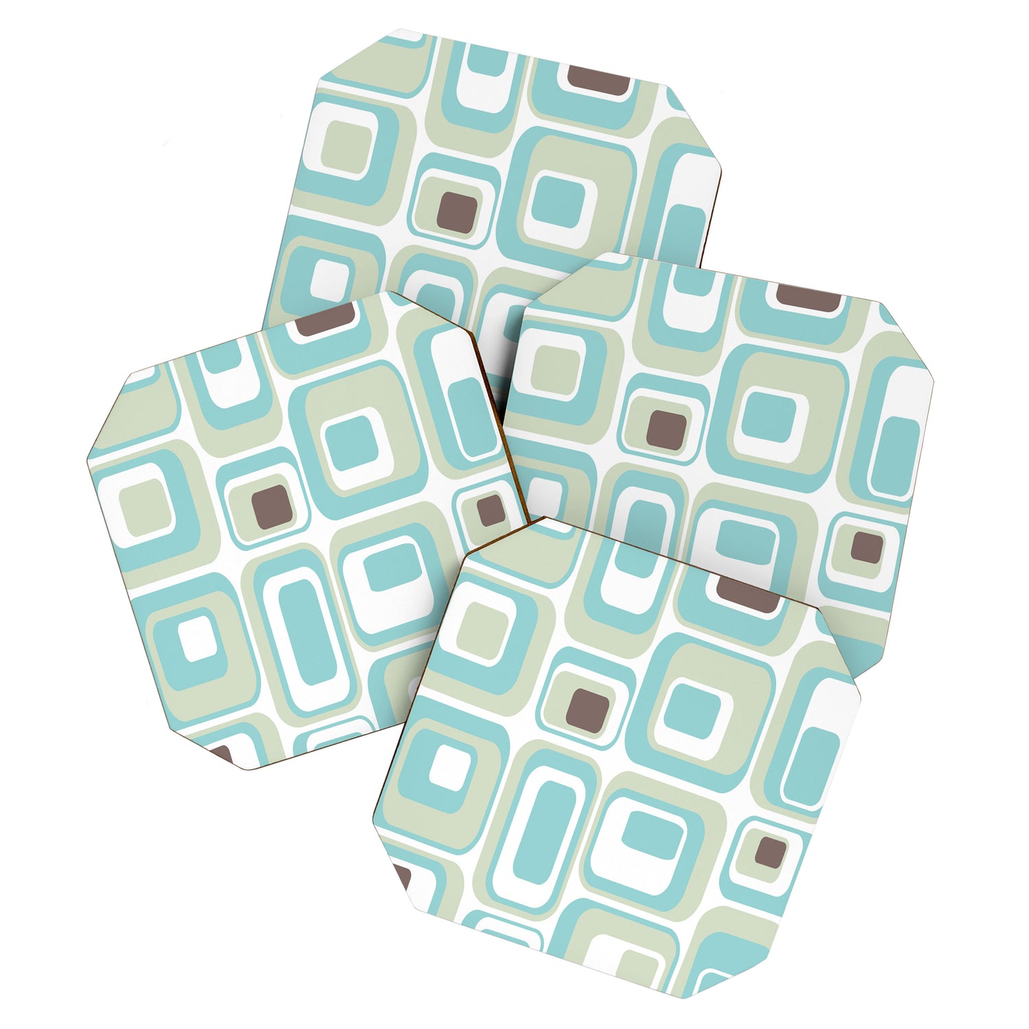 Retro Rectangles Mid Century Modern Geometric Vintage Style Coaster Gallery Image 1