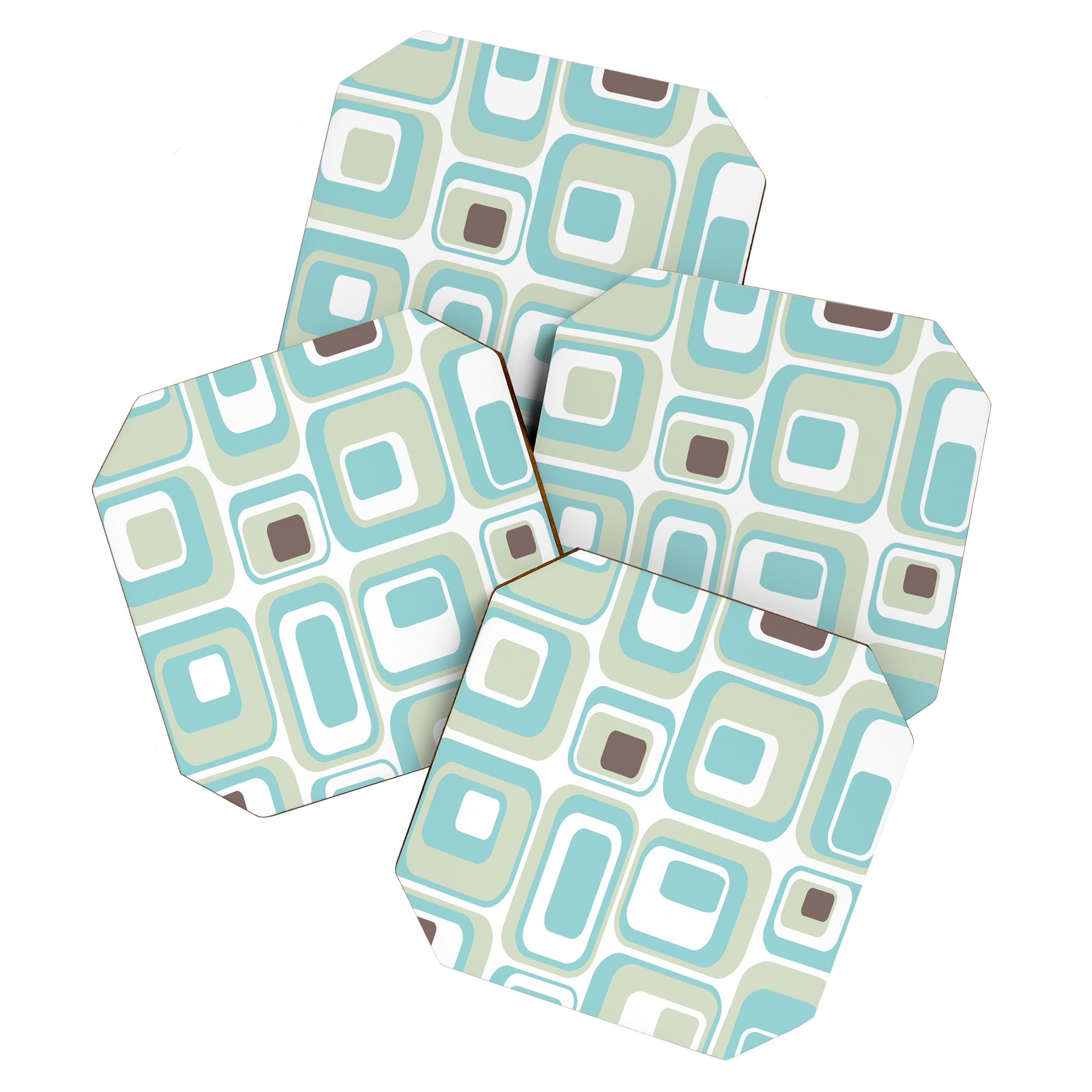Retro Rectangles Mid Century Modern Geometric Vintage Style Coaster Gallery Image 1