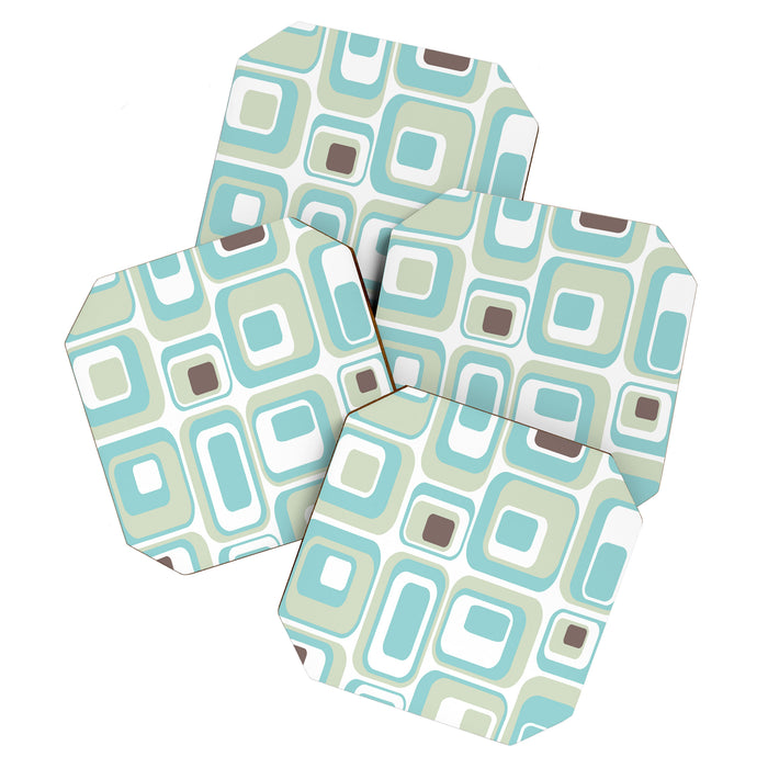 Retro Rectangles Mid Century Modern Geometric Vintage Style Coaster Gallery Image 1
