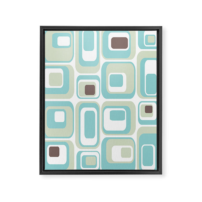 Retro Rectangles Mid Century Modern Geometric Vintage Style Framed Canvas Print Gallery Image 1