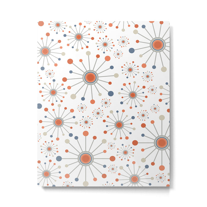 Retro Starburst Mid Century Modern Atomic Stars in Blue Orange Gray Beige Metal Print Gallery Image 1