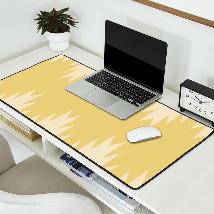 Geometric Southwestern Minimalism - Bright Golden Yellow Desk Mat Gallery Image 2