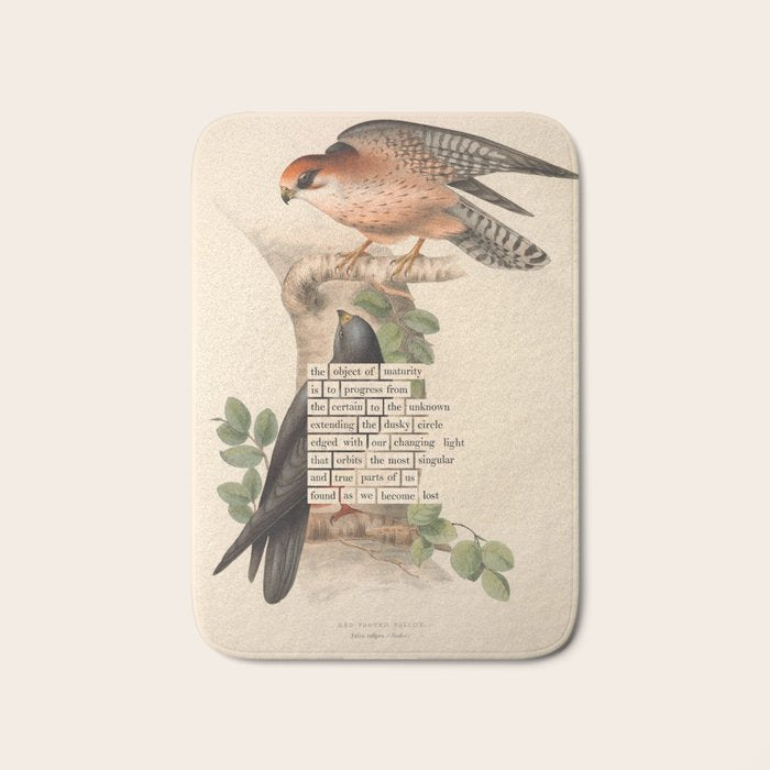 Red-footed Falcon Divination from # An Almanac of Birds # Divinations for Uncertain Days Bath Mat Gallery Image 1