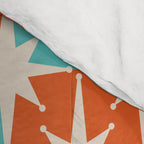 Mid Century Modern Atomic Stars Retro Checkered Starburst Pattern in Teal Turquoise Orange Comforter Gallery Image 4