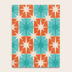 Mid Century Modern Atomic Stars Retro Checkered Starburst Pattern in Teal Turquoise Orange Notebook Gallery Image 4