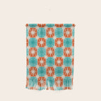 Mid Century Modern Atomic Stars Retro Checkered Starburst Pattern in Teal Turquoise Orange Wall Hanging Gallery Image 1