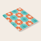 Mid Century Modern Atomic Stars Retro Checkered Starburst Pattern in Teal Turquoise Orange Notebook Gallery Image 2