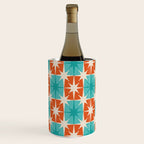 Mid Century Modern Atomic Stars Retro Checkered Starburst Pattern in Teal Turquoise Orange Wine Chiller Gallery Image 3