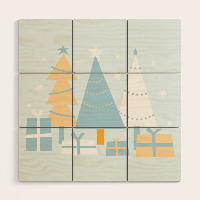 Christmas tree and presents Wood Wall Art Gallery Image 1