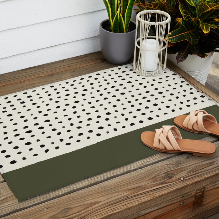 Olive Green x Stripes Outdoor Rug Gallery Image 2