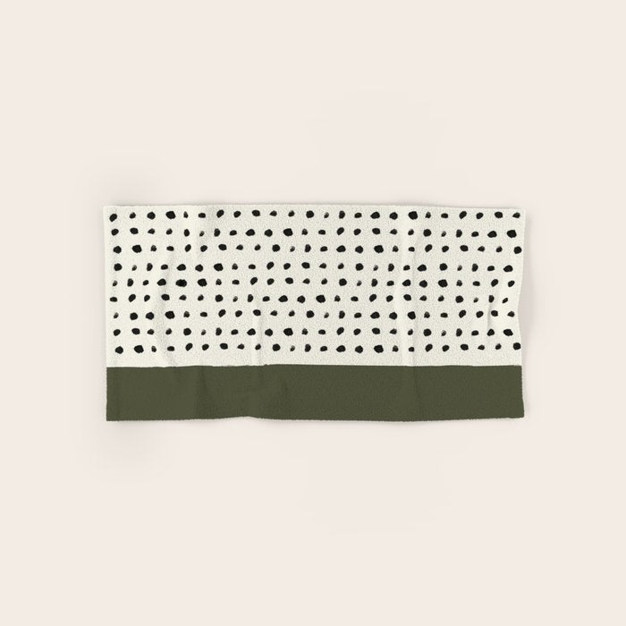 Olive Green x Stripes Bath Towel Gallery Image 1
