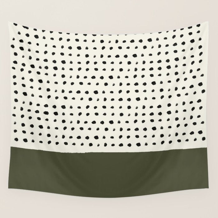 Olive Green x Stripes Wall Tapestry Gallery Image 1