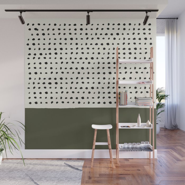 Olive Green x Stripes Wall Mural Gallery Image 1