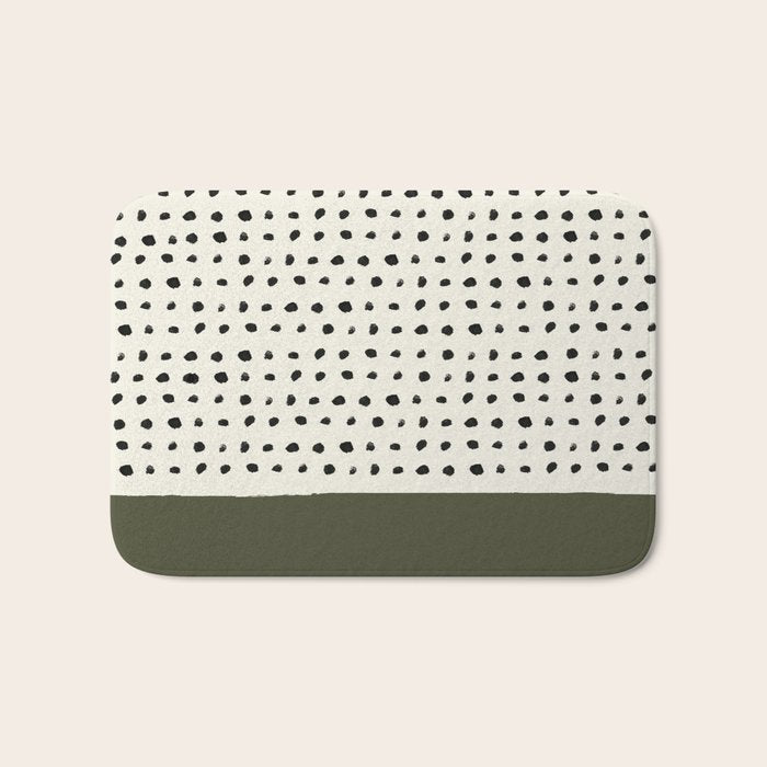 Olive Green x Stripes Bath Mat Gallery Image 1