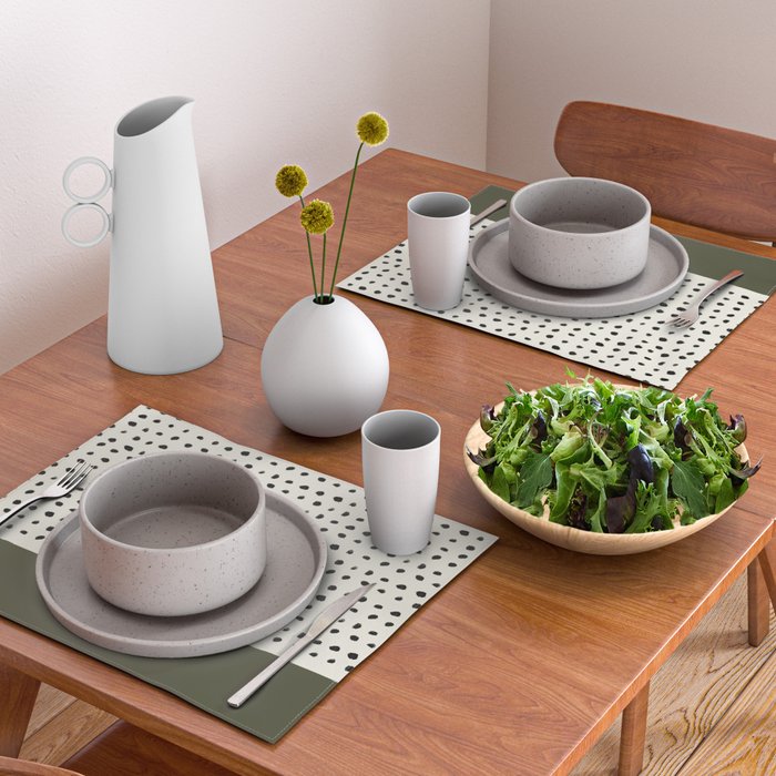 Olive Green x Stripes Placemat Gallery Image 2