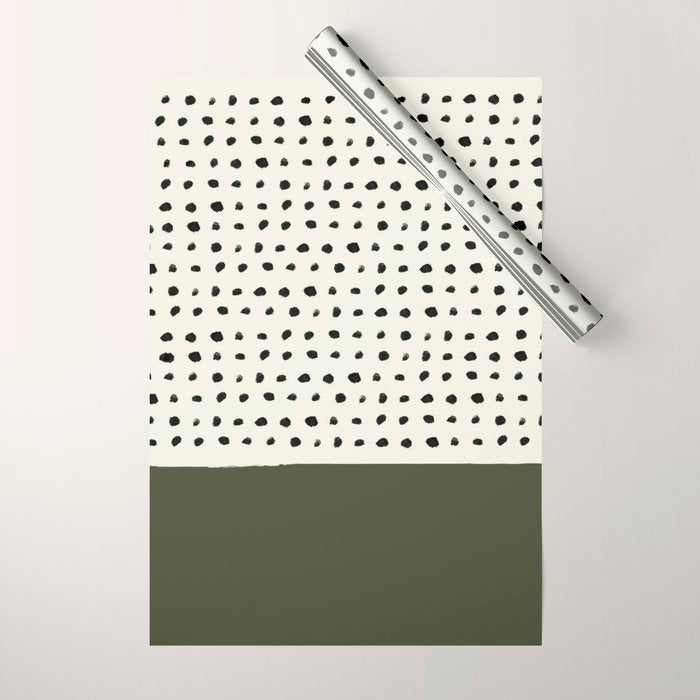 Olive Green x Stripes Wrapping Paper Gallery Image 1