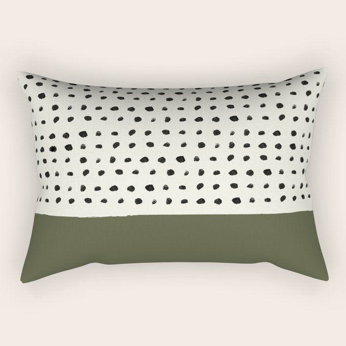 Olive Green x Stripes Rectangular Pillow Gallery Image 2