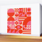 Bauhaus Mid Century Abstract Shapes red and pink Wall Mural Gallery Image 2