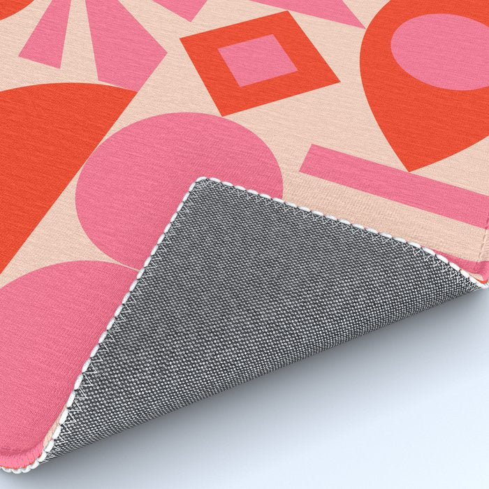 Bauhaus Mid Century Abstract Shapes red and pink Rug Gallery Image 4