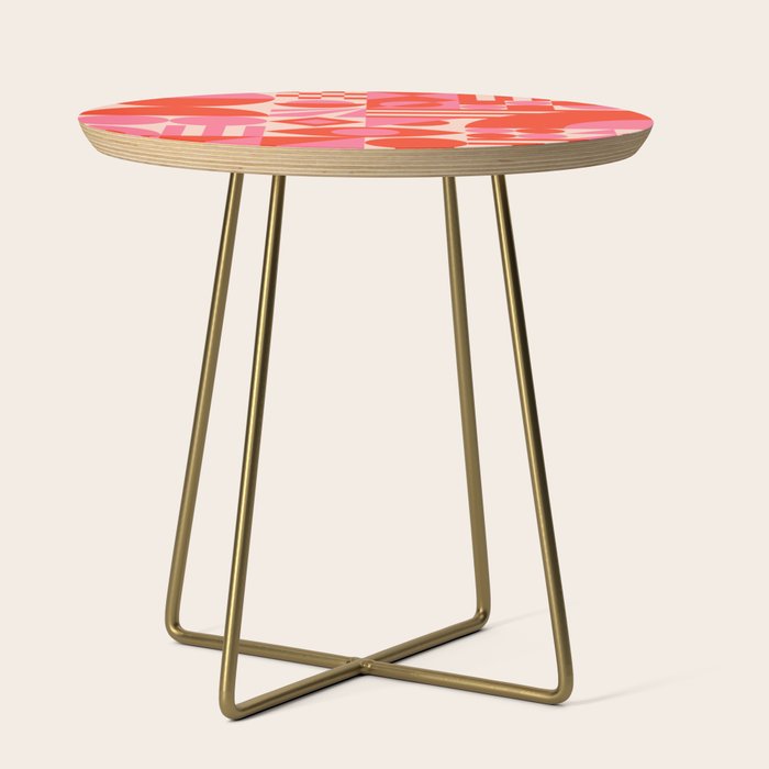 Bauhaus Mid Century Abstract Shapes red and pink Side Table Gallery Image 1