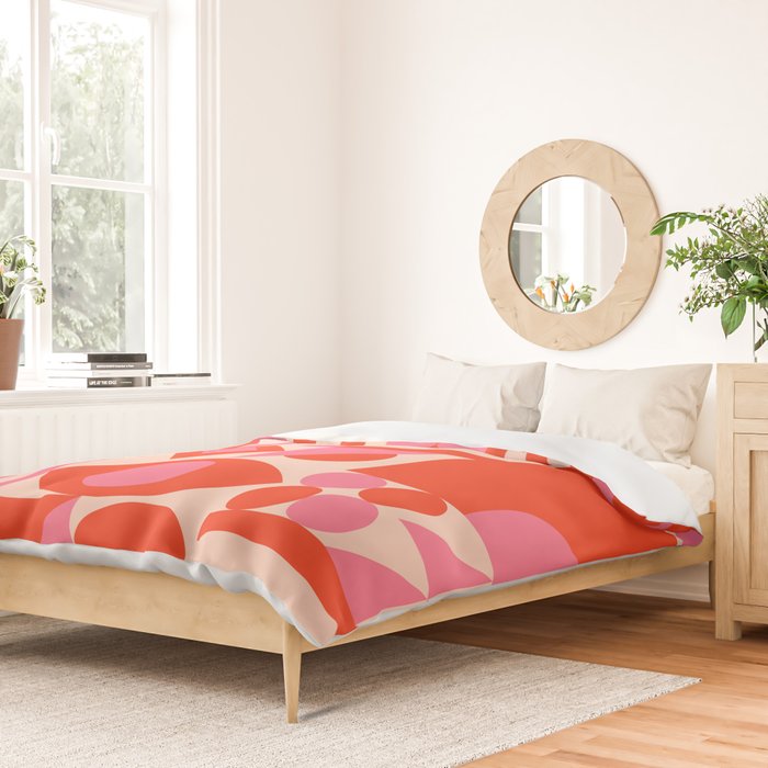 Bauhaus Mid Century Abstract Shapes red and pink Duvet Cover Gallery Image 2