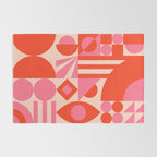 Bauhaus Mid Century Abstract Shapes red and pink Rug Gallery Image 2