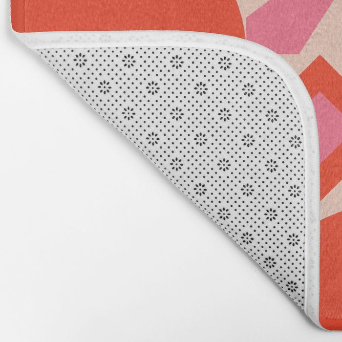 Bauhaus Mid Century Abstract Shapes red and pink Bath Mat Gallery Image 2
