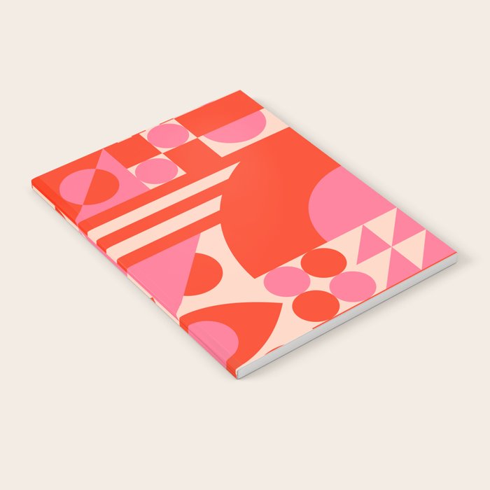 Bauhaus Mid Century Abstract Shapes red and pink Notebook Gallery Image 2