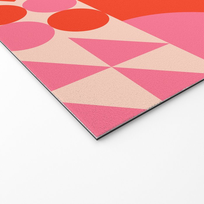 Bauhaus Mid Century Abstract Shapes red and pink Welcome Mat Gallery Image 2