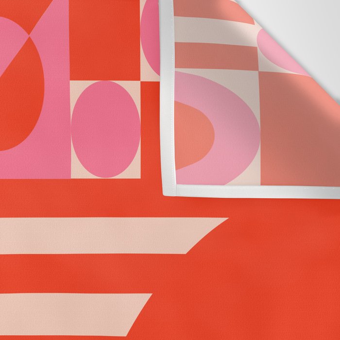 Bauhaus Mid Century Abstract Shapes red and pink Wall Tapestry Gallery Image 3