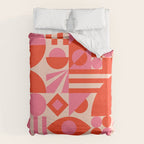 Bauhaus Mid Century Abstract Shapes red and pink Duvet Cover Gallery Image 6