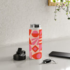 Bauhaus Mid Century Abstract Shapes red and pink Water Bottle Gallery Image 4