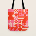 Bauhaus Mid Century Abstract Shapes red and pink Tote Bag Gallery Image 1