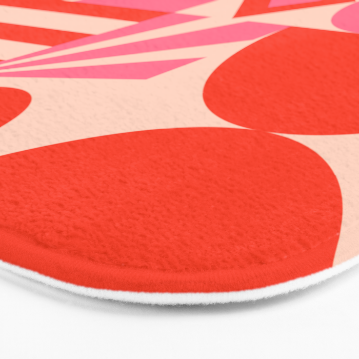 Bauhaus Mid Century Abstract Shapes red and pink Bath Mat Gallery Image 3