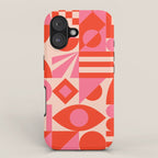 Bauhaus Mid Century Abstract Shapes red and pink iPhone Case Gallery Image 1
