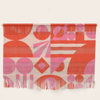 Bauhaus Mid Century Abstract Shapes red and pink Wall Hanging Gallery Image 1
