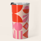 Bauhaus Mid Century Abstract Shapes red and pink Travel Mug Gallery Image 3