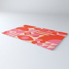 Bauhaus Mid Century Abstract Shapes red and pink Rug Gallery Image 3