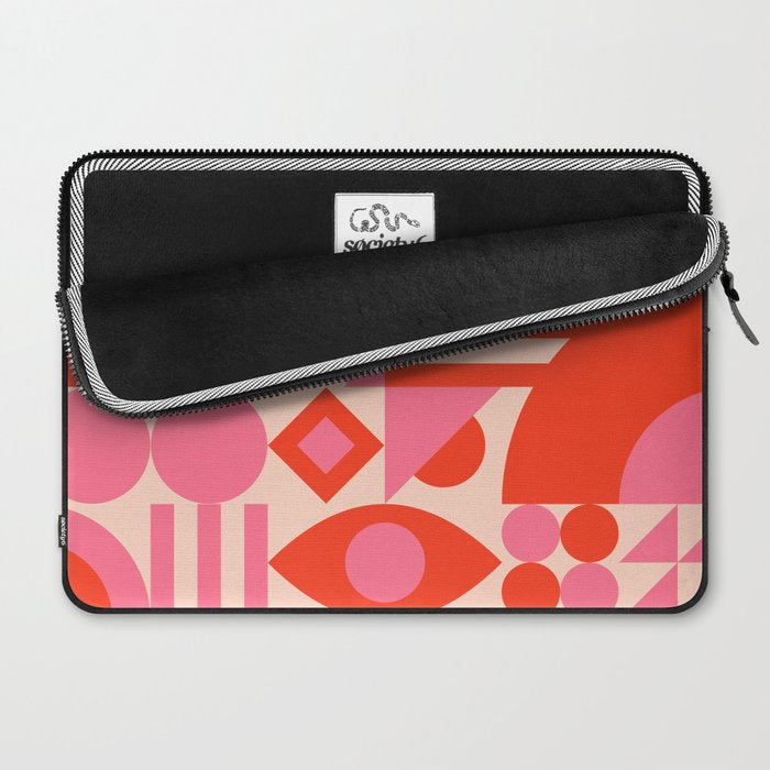 Bauhaus Mid Century Abstract Shapes red and pink Laptop Sleeve Gallery Image 2